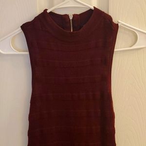 Deep maroon,burgundy casual knitted dress.
